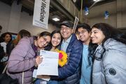 Pooja Achanta embraces her family after finding out where she matched.