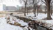 Snow and rain added to the flow of this picture-perfect creek on campus.
