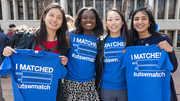 (Left to right) Sharon Huang, Louise, Atadja, Angela Zhang, and Ami Kapadia show off their matches.