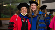 Jessica Harper (right) celebrates her accomplishment with Jasmine Ghannadpour, Ph.D., Assistant Professor of Psychiatry.