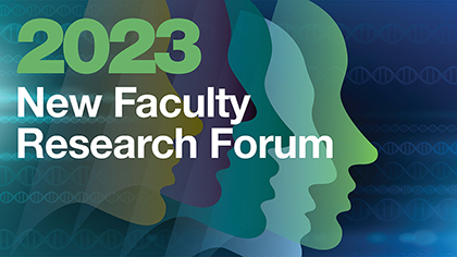 2023 New Faculty Research Forum Gallery logo with 5 human profiles in blue, purple, and green.