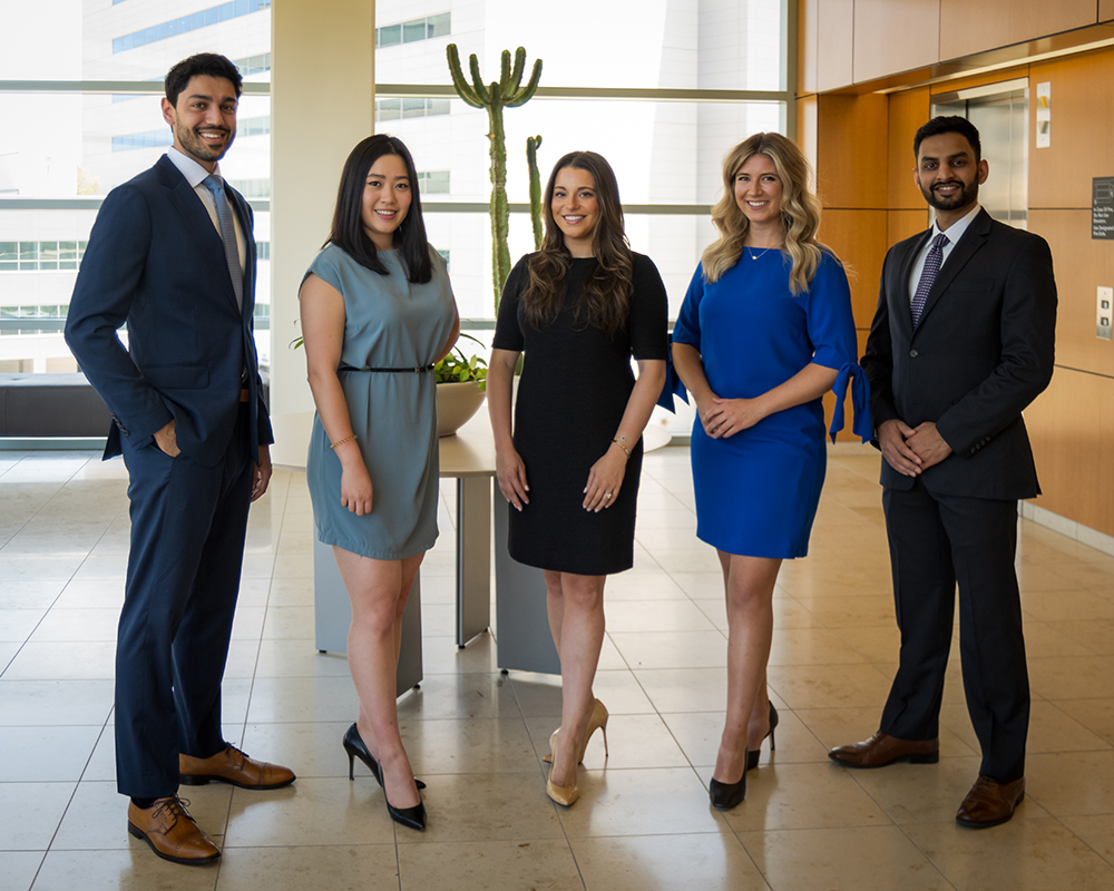 From left, Drs. Trey Cinclair, I-Chun Lin, Nicole Vingan, Jordyn Farewell, and Monal Depani