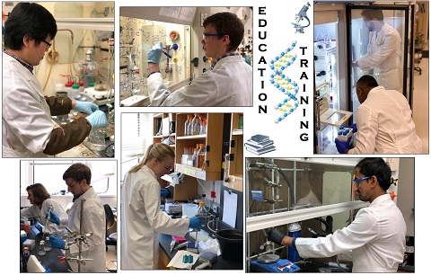 Composite photo of biochemistry students in labs