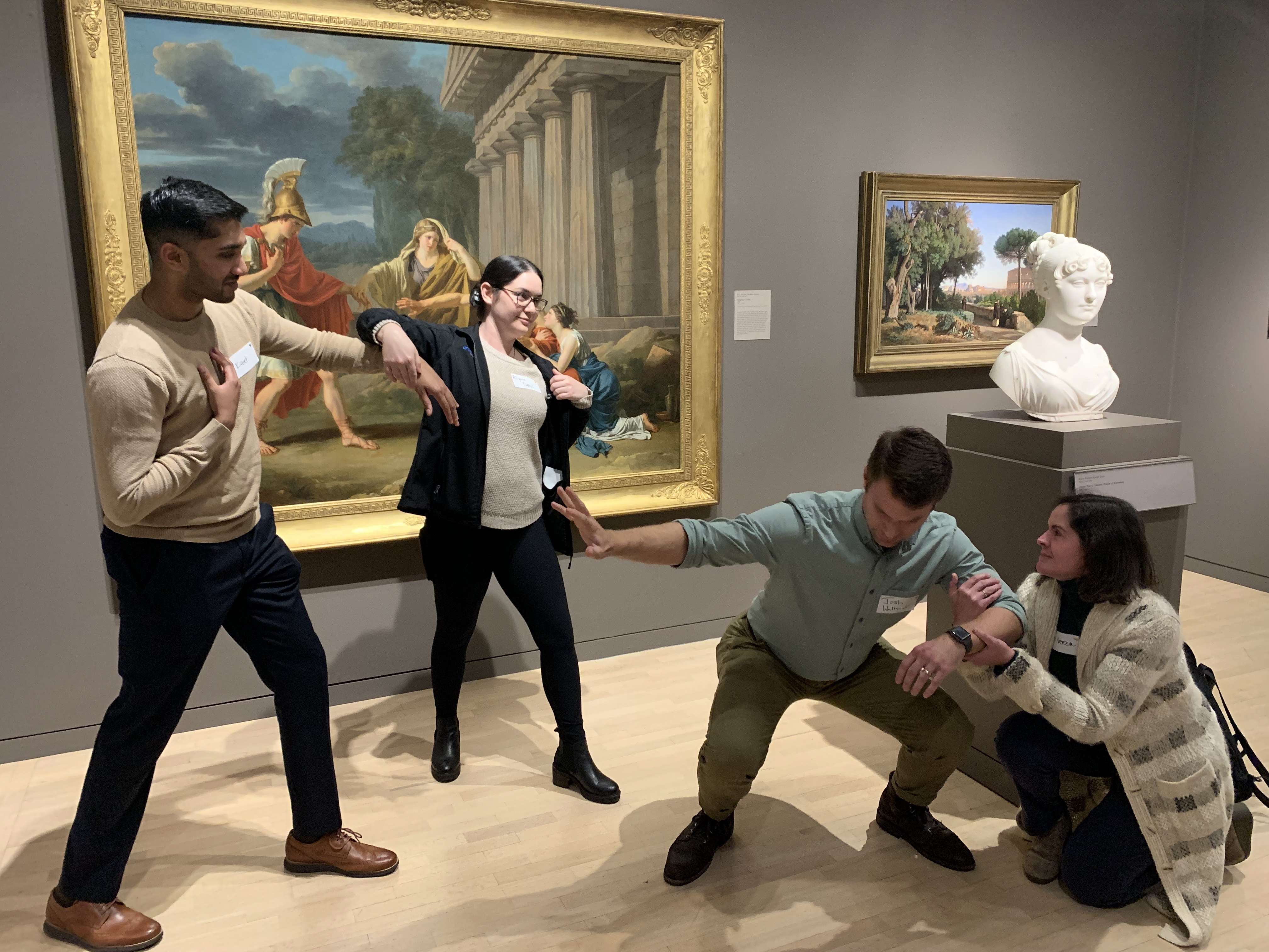 Psychiatry residents acting out the scene of Oedipus at Colonus at Dallas Art Museum