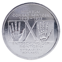 Coin depicting hand and x-ray of hand