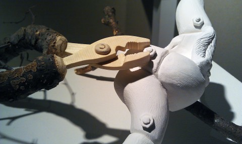 Bioengineered: Abstract sculture using branches, plaster, and a pair of pliars - view 2 closeup