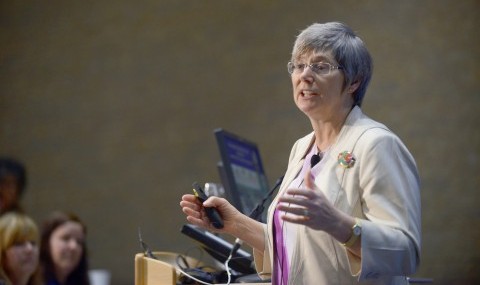 Dr. Sandra Schmid told attendees about an “ocean of opportunity” in research and health care.