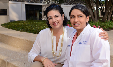 Brianna Hinojosa-Flores (left) with her surgical oncologist Dr. Roshni Rao