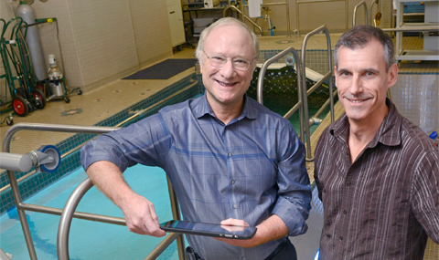 UTSW cardiologist Dr. Benjamin Levine, left, will use NASA-honed technology to monitor swimmer Ben Lecomte in his record-setting goal to become the first person to swim across the Pacific Ocean.