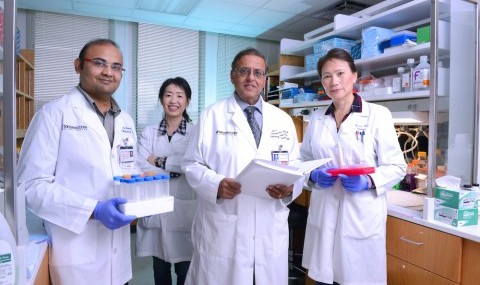 Members of a UT Southwestern team whose research identified a key trigger of the neonatal lung disease BPD included (l-r) Drs. Vishal Kapadia, Naeun Cheong, Rashmin Savani, and Jie Liao.