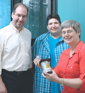 Dr. Michael Rosen, Dr. Daniela Nicastro, and Dr. Sandra Schmid worked together to build the cryo-electron microscope facility. Dr. Nicastro, center, is using the instruments to study mistakes in DNA repair believed to be related to cancer.