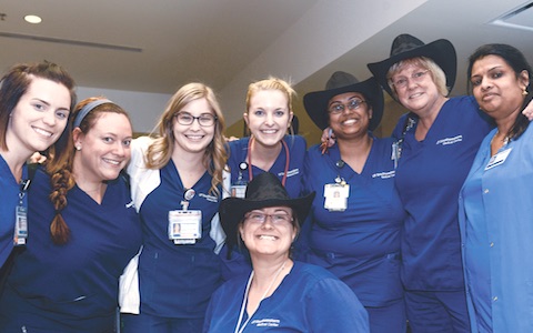 Nurses gathered at William P. Clements Jr. University Hospital on July 20, 2016