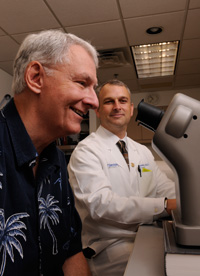 Dr. Steven Vernino examines Ray Peters