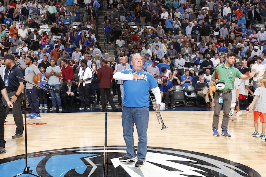 Tim Ervin performed the national anthem at a recent Dallas Mavericks game