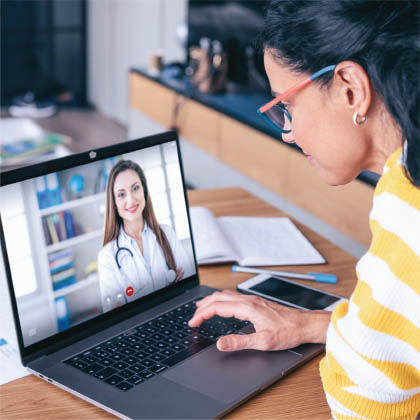 A woman on a virtual doctor's visit