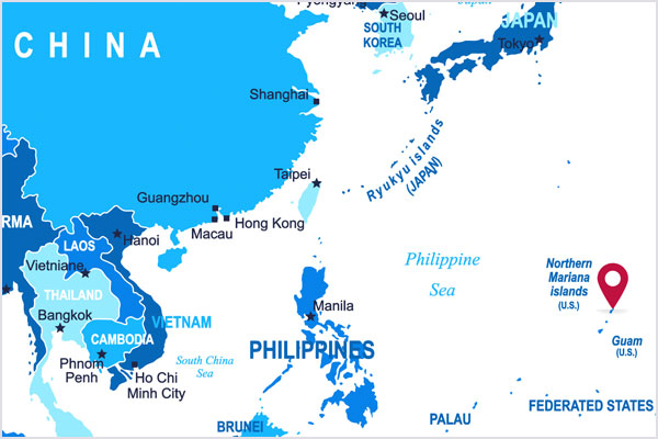 Map showing the Northern Mariana Islands