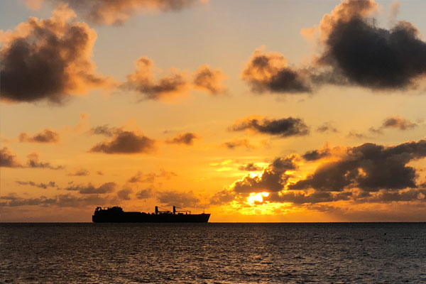 A fiery sunset on the Northern Mariana Islands