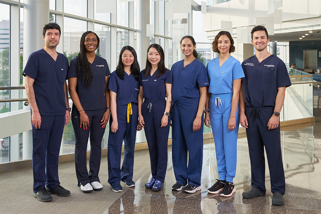 seven doctors in scrubs