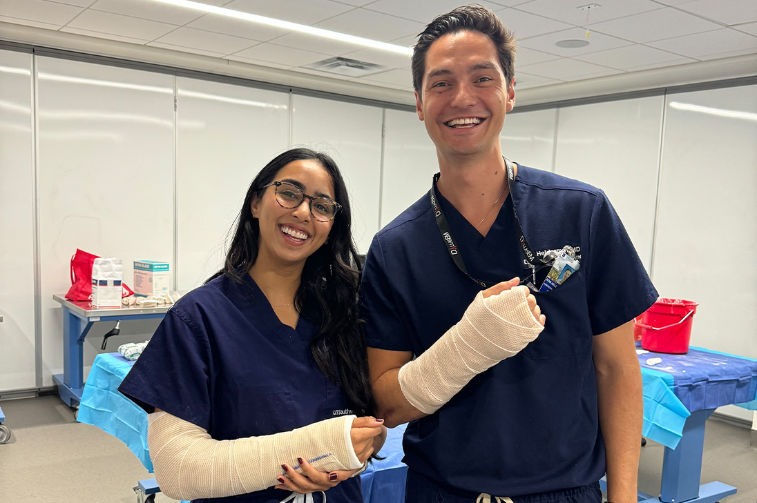 Our residents in clinicals getting hands-on training with wrapping bandages