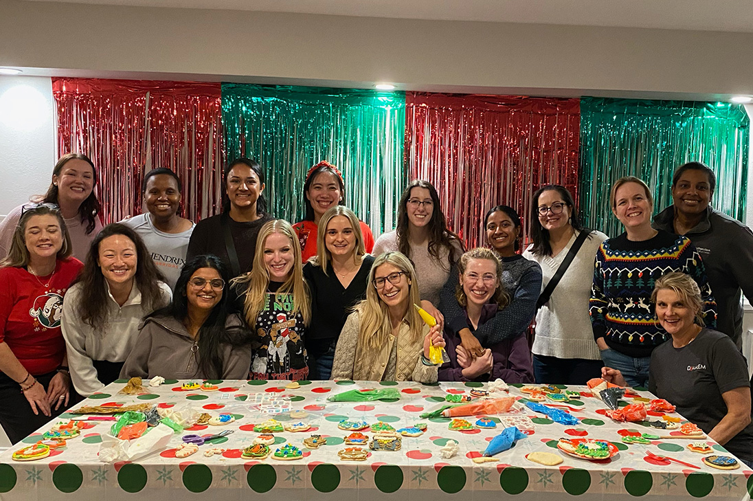 Residents getting together, decorating cookies, and spreading holiday cheer.