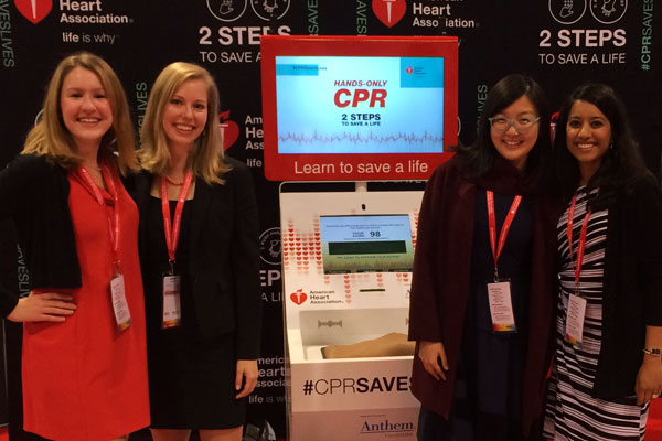 Jamie Pfaff and other Sarnoff Fellows after practicing CPR at the 2017 American Heart Association Conference.