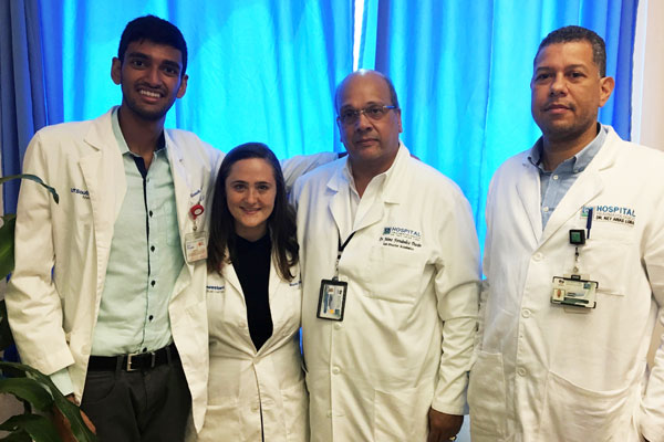 Sumanth Reddy and three of his colleagues at a hospital in the Dominican Republic.