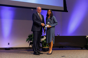 Dr. Warner with Dr. Shivani Patel, who received a Program Development Award for the Obstetrics Quality Assurance and Performance Improvement (QAPI) Program.