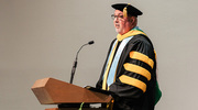 Dean Williamson delivers the commencement welcome.