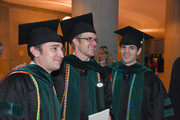 UTSW Medical School students in lobby following commencement