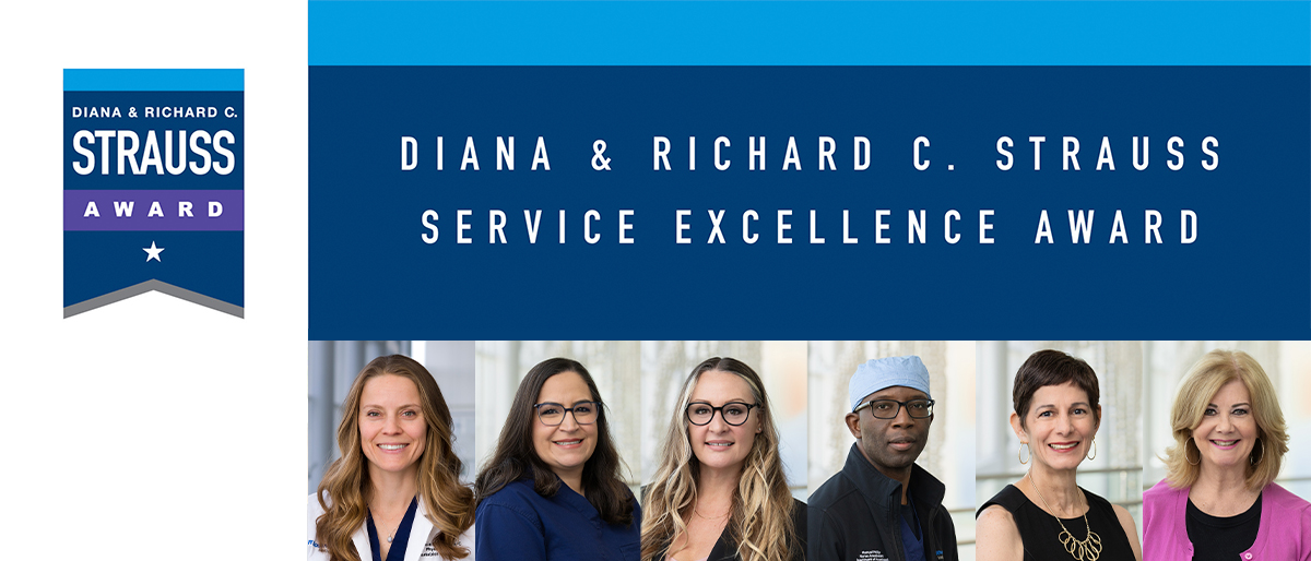 Diana and Richard C. Strauss Service Excellence Award with thumbnail images of the 6 winners