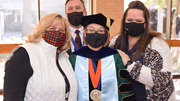 Front row (l-r): Suzette Smith, Director, Office of Student Life, Bryan Williams, M.D. Student Center; Kim Hoggatt Krumwiede, Ph.D., M.A., Associate Dean for Academic Affairs, School of Health Professions; and Megan Sellers, Program Coordinator for Student Affairs and Digital Marketing, School of Health Professions. Back row: Geoffrey Grabow, Manager, Dean’s Office, School of Health Professions