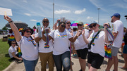 Parade: All smiles at the event (from left) are UTSW employee Carolina Martinez, Greg Jeffery, and UTSW employees Sandra Jeffery, Audra Rabroker, Margie Molina, and Alanna Edwards.