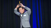 Darren C. Tsang, M.D., receives a “superlative” award at the Internal Medicine Residency graduation and recognition dinner at the DoubleTree Hotel in North Dallas on May 20.