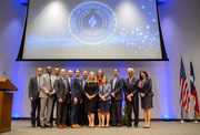 The recipients of the 2019 Leaders in Clinical Excellence Awards were honored at a special campuswide celebration in Gooch Auditorium. The honorees (from left to right): Drs. Daniel Costa, Dale Okorodudu, Aditya Bagrodia, James Brugarolas (representing the Kidney Caner Program), Hicham Ibrahim (representing the Outpatient Psychiatry Multi-Specialty Program), David Fetzer, Robert Timmerman (Watson Award winner), Ashley Hickman Zink, Jaclyn Albin, Heidi Roman, DuWayne Willett, Hugh McClung, and Pamela Okada. Not pictured: Dr. Ponciano Cruz.