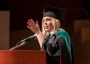 Dr. Bethany Werner delivers remarks after accepting the Ho Din Award.