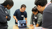 As part of a lesson on the brain, Harmony Science Academy students looked at MRI scans of people with brain differences – missing brain areas, tumor resections, and cancer. They also learned how different types of MRI scans are better for diagnosing various conditions.