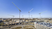 Moody Children’s Hospital will be the centerpiece of the New Pediatric Campus under construction across from Clements University Hospital. Above, construction was in full swing in December, with seven cranes active as viewed from the Cancer Care Outpatient Building.