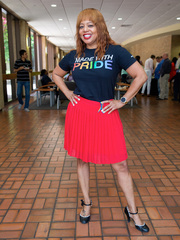 Dawn Cureton, Director of the Office of Student Diversity & Inclusion, wears her pride in more ways than ribbons.