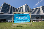 This sign of gratitude was placed outside Clements University Hospital to recognize the tireless work of doctors, nurses, and other health care staff.
