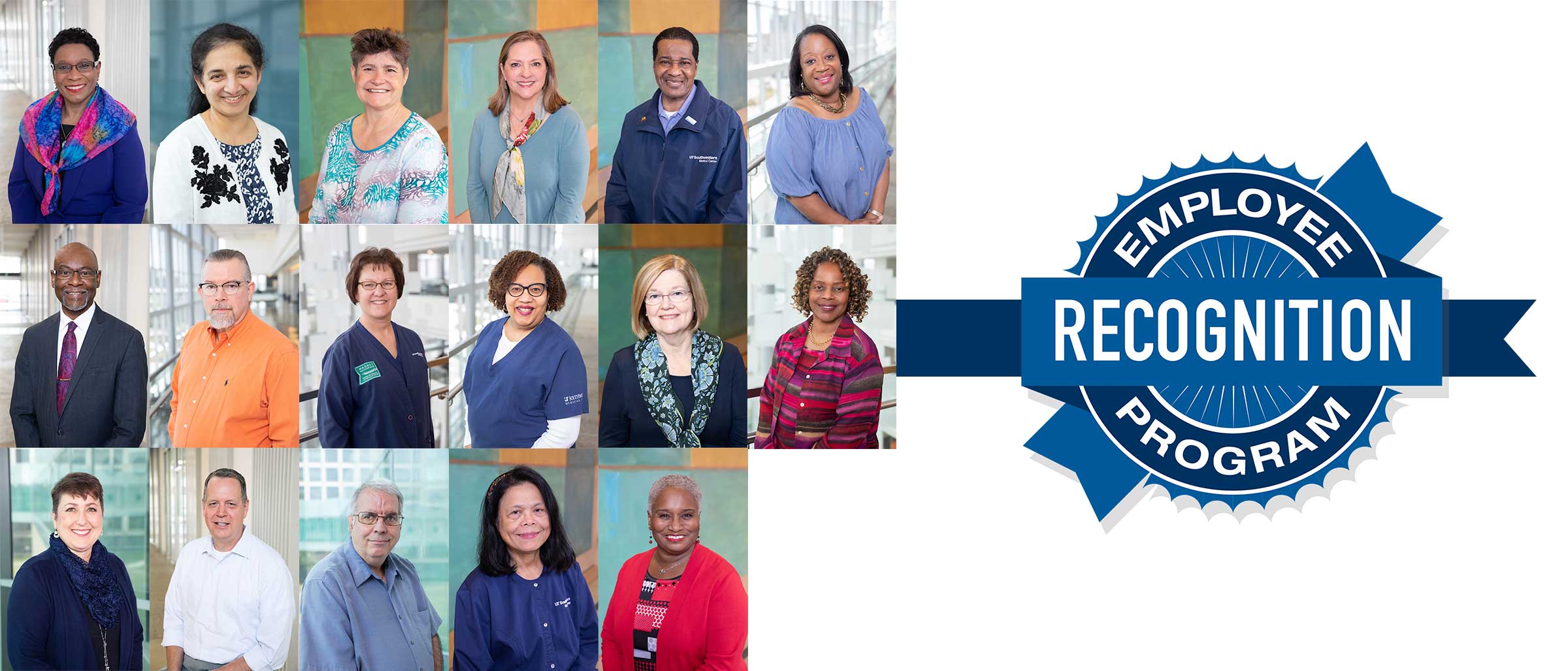 Collage of people with Employee Recognition Program seal