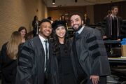 Celebrating their graduation are Physical Therapy students (from left) Michael Wheeler Jr., Rebecca Bross, and Deion Foster.