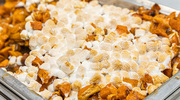 The entrees included sweet and savory baked sweet potatoes topped with marshmallows.