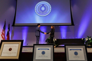 Dr. Lee congratulates Dr. Linda Dultz upon receiving a 2022 Rising Star Award.