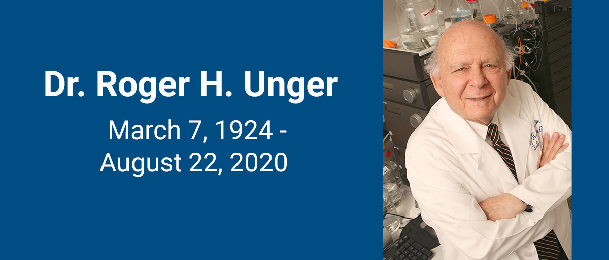 Balding man in lab coat next to words Dr. Robert H Unger