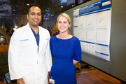 Dr. Samir Pandya and medical student Heather Postma at the 57th Annual Medical Student Research Forum poster presentation
