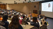 The audience hears about one of the unique and more rigorous programs at UTSW, the Perot Family Scholars Medical Scientist Training Program, in which a student achieves both M.D. and Ph.D. degrees.