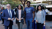 UT Southwestern President Daniel K. Podolsky, M.D., visits with members of the UTSW community at the outdoor reception.