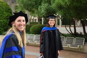 Dr. Katelyn Doxtader (left), who earned her doctorate in molecular biophysics, and Dr. Yunsun Nam, Associate Professor of Biophysics, Obstetrics and Gynecology, and in the Cecil H. and Ida Green Center for Reproductive Biology Sciences