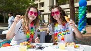 Brunch: UTSW employee Bethany Hutchings and sister Charlotte Hutchings sample the brunch buffet.