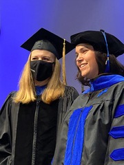 Dr. Laura Howe-Martin (left), Assistant Director of Behavioral Sciences, UT Southwestern Moncrief Cancer Institute, and Associate Professor of Psychiatry; and Dr. Natalie Benedetto, who earned her doctorate in clinical psychology